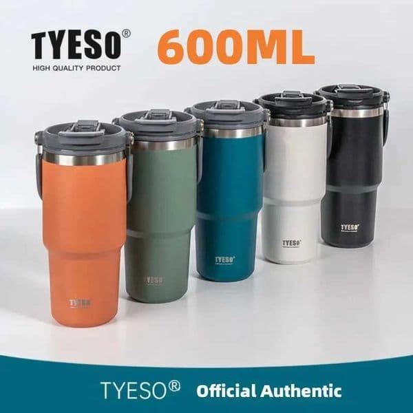 600ML Tyeso Coffee Cup Stainless Steel Thermos Bottle Portable Vacuum Mug Thermos Insulated Car Cup Milk Tea Water BottleT260429