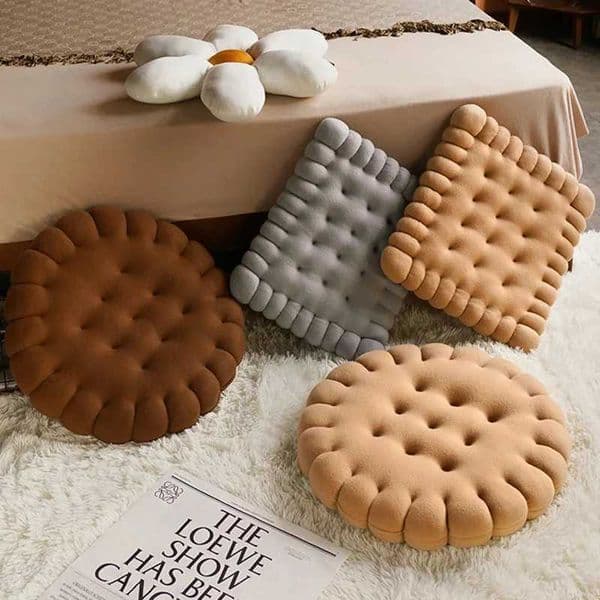 Real life Biscuit Shape Plush Cushion Soft Creative Pillow Chair Car Seat Pad Decorative Cookie Tatami Back Cushion Sofa Home W260428