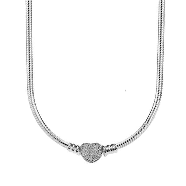 Original 45cm 925 Silver Round Love Zircon Necklace Suitable for DIY Ornaments Birthday Jewelry Gifts 260429