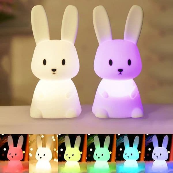 GGbingo Silicone Rabbit LED Night Light Touch Sensor Table Lamp Cute Animal Bedroom Decor Gift for Kids Baby Child Home 260429