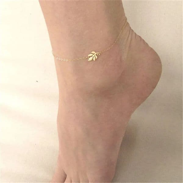 Trendy n Sexy Beach Style Chain Anklets for Women Fashion Vintage Gold Color Leaves Accessory Foot Ornament Jewelry 260428