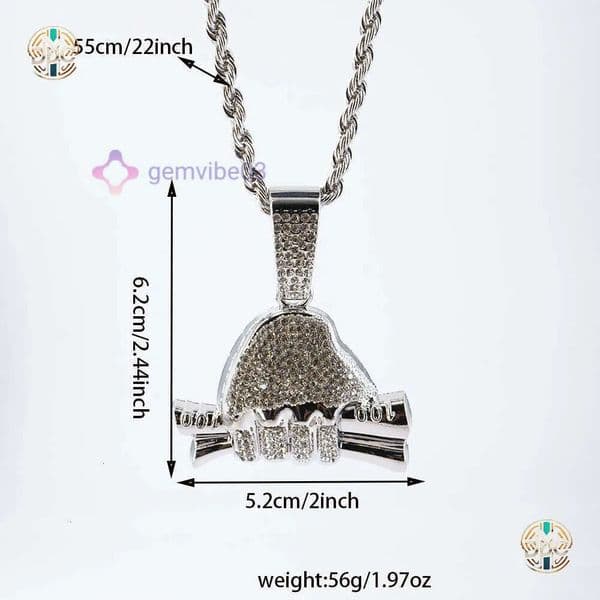 Hip-hop cross-border best-selling alloy pendant featuring cash notes, paired with a 5mm twisted chain necklace, trendy accessory