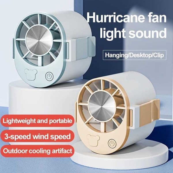 Mini Portable Waist Fan 3 Speeds Adjustable Rechargeable USB Clip-on Fan Neck/Desk Quiet Fan for Delivery/Fishing/Outdoor Work L260429