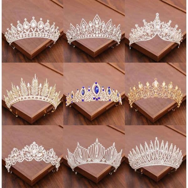 Bridal And Tiara Headpiece Gold Silver Color Rhinestone Crystal Diadem Queen Crown Princess Tiaras Wedding Hair Jewelry