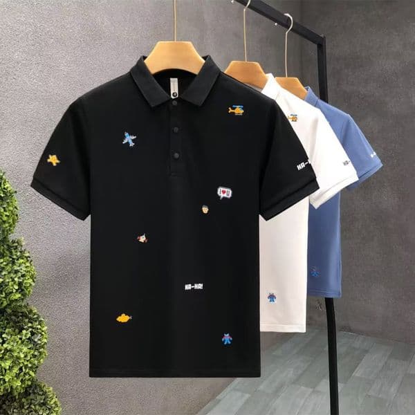 Summer New Men s Polo Shirt Short Sleeve T Shirt Quick Dry Ice Silk Trendy Casual Turn Down Collar Top for Young and Middle Aged Men