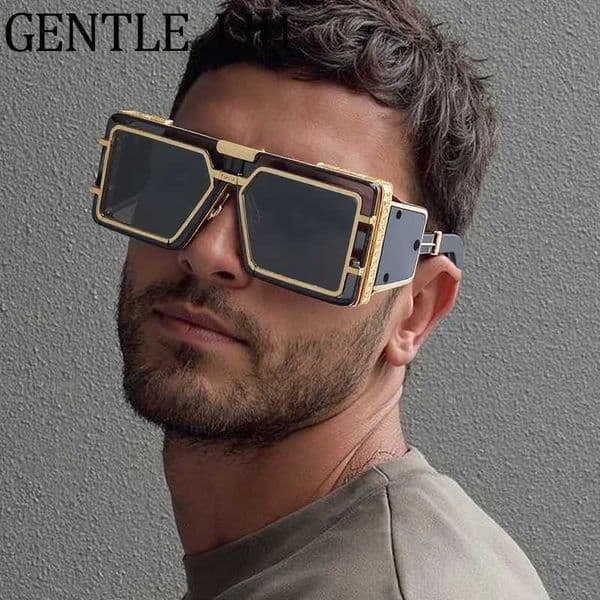 Steampunk Oversized Rectangle Sunglasses Men 2025 Luxury Brand Retro Metal Frame Goggles For Male Stylish Outdoor Diving Eyewear Z260429