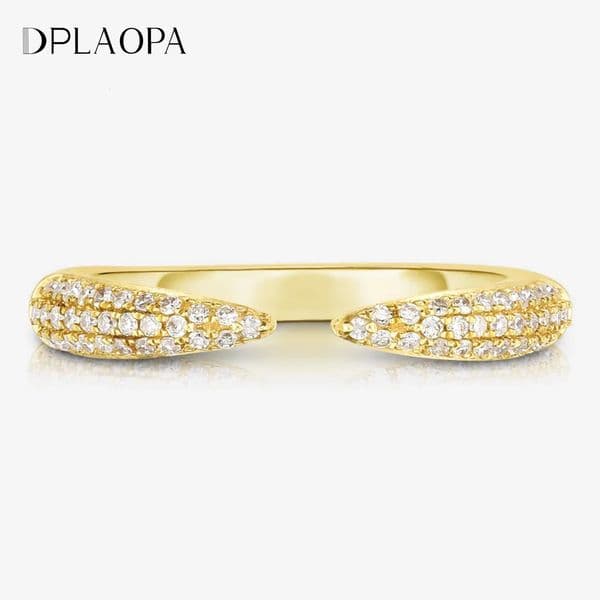 DPLAOPA 925 Sterling Silver Gold Open CZ Zircon Adjustable Line Rings Women Rock Punk Classic Fine Gift Wedding Jeweley 260429