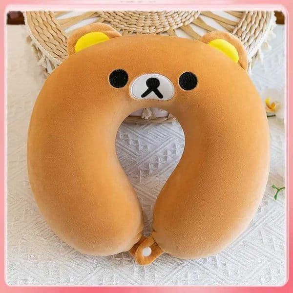 Yukk Rilakkuma U Shaped Neck Pillow Soft Plush Comfortable Portable Neck Support For Airplane Car Travel Napping For Adults Kids W260428