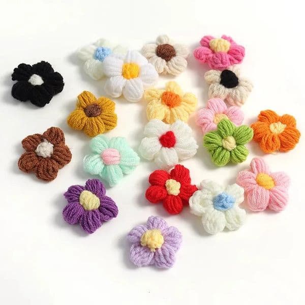 1020Pcs Handknitted Flower Applique Sew r For Clothes Shoes Hats Craft Diy Hair Clip Wedding Decorative Accessories 260429