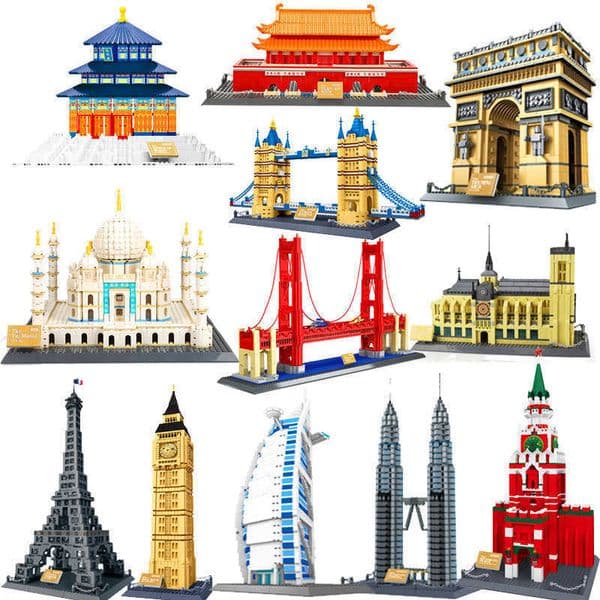 Wange World Architecture 5211-5224 Taj Mahal Tiananmen Street View assembly adult high difficulty building block toy S260428