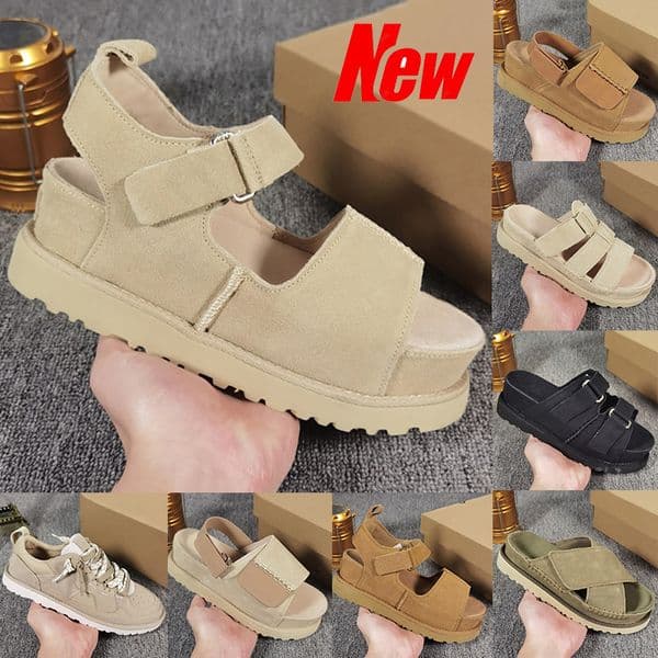 Designer Sandals Womens Casual Sandals Ug Slippers Fashion Goldenstar Platform Sandals Ladies Australia Sandals Split leather Slippers Women Summer Beach Slides
