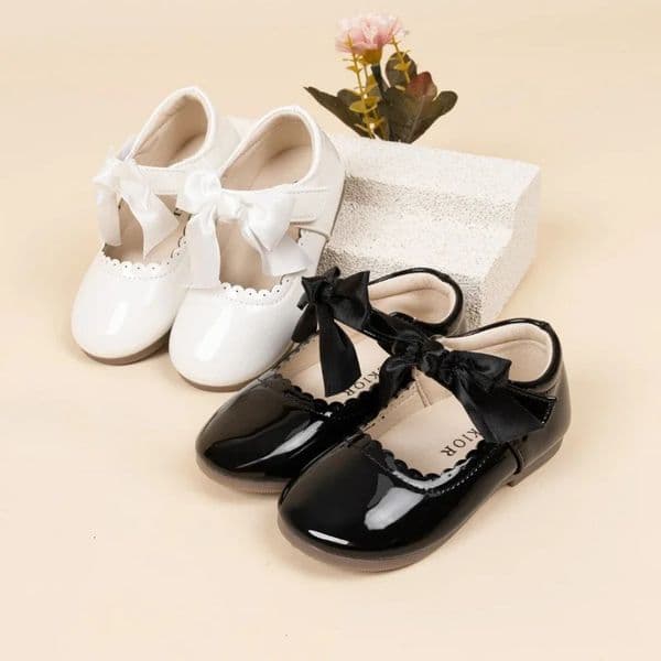 Spring Autumn Girls Leather Shoes Bowknot Fashion Childrens Wedding Party Shoes Elegant Princess Trend Kids Causal Flat Shoes 260428