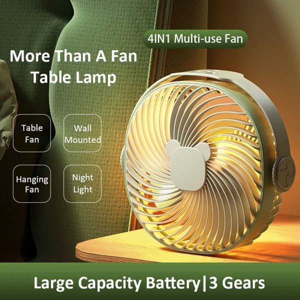 2024 New Rechargeable Multifunctional Desktop Fan Portable Air Conditioner Hanging Ceiling Fan Wall Mounted Fan with Night Light L260429