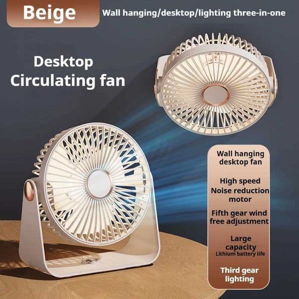 2 In 1 Fan Camping Rechargeable Desktop Portable Circulator Wireless Five Speed USB Electric Fan LED Night Light Fan Office Home L260429
