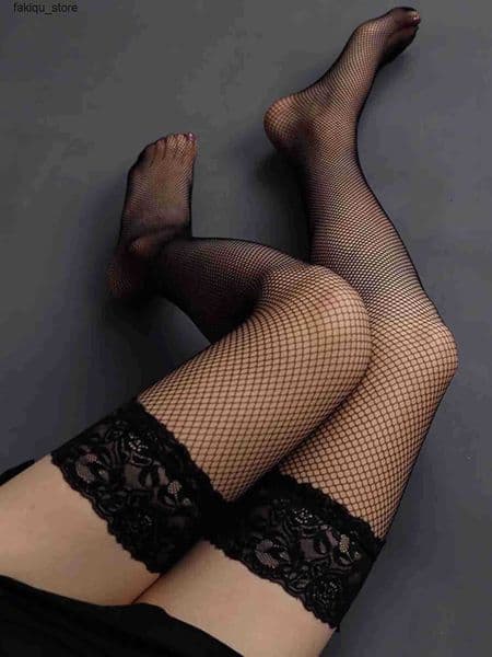 Sexy Black Fishnet Non-Slip Stockings Women Hollow Out Tight High Over Knee Lace Womens Long Stockings New S26413 LL260429