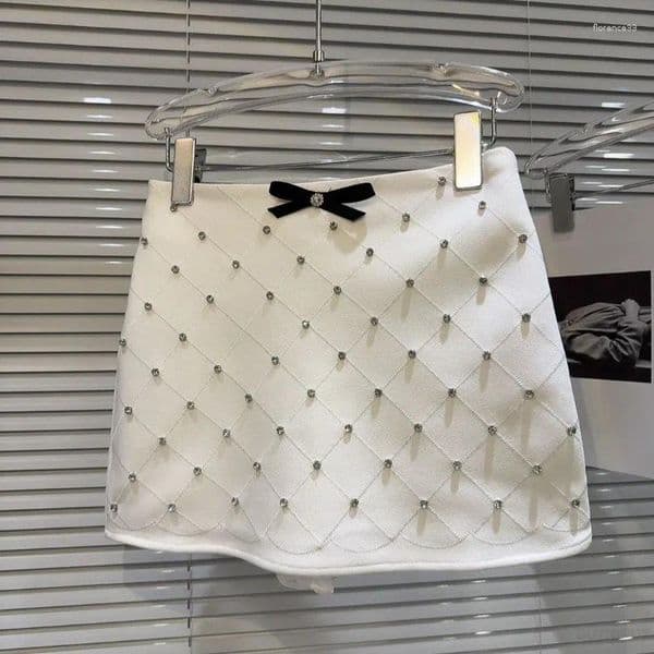 Skirts Elegant Fashion Bow Diamond Y2k High Waist Bodycon Skirt For Women 2026 Early Spring All-match Faldas Mujer