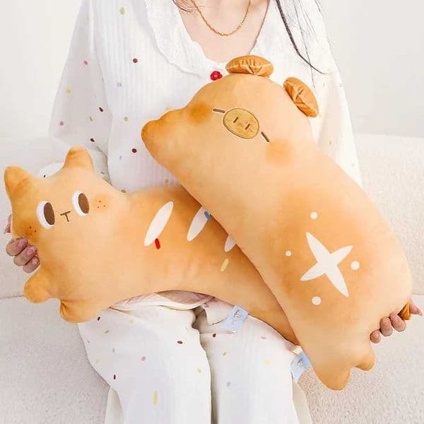 50CM Cartoon Bread Cat Rabbit Pig Plush Pillow Simulated Toast Shaped Animal Plush Cushion Doll Sofa Home Decoration W260428