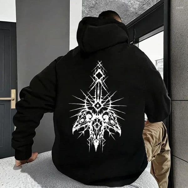 Men's Hoodies 2026 Autumn Winter Male Fashion Casual Hoodie With 666 Cross Man Streetwear Hooded Sweatshirt Gothic Demonic Theme Print Top