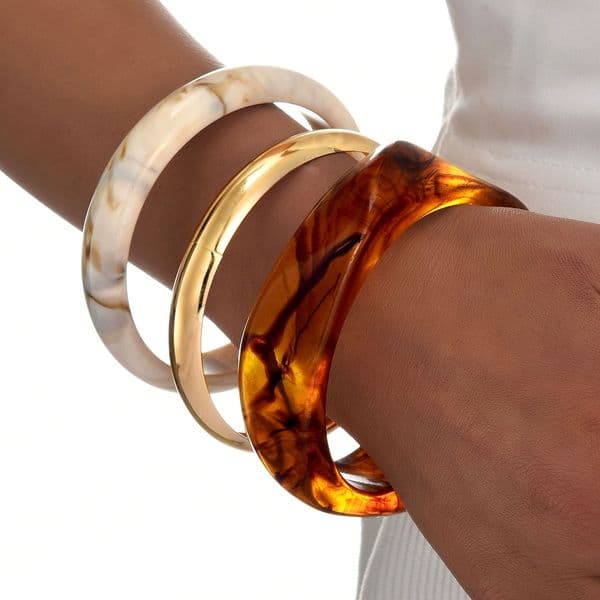 Elegant Multi-Tone Reflective Surface Alloys & Acrylic Beads A Trio of Fashionable Bohemian Jewelry