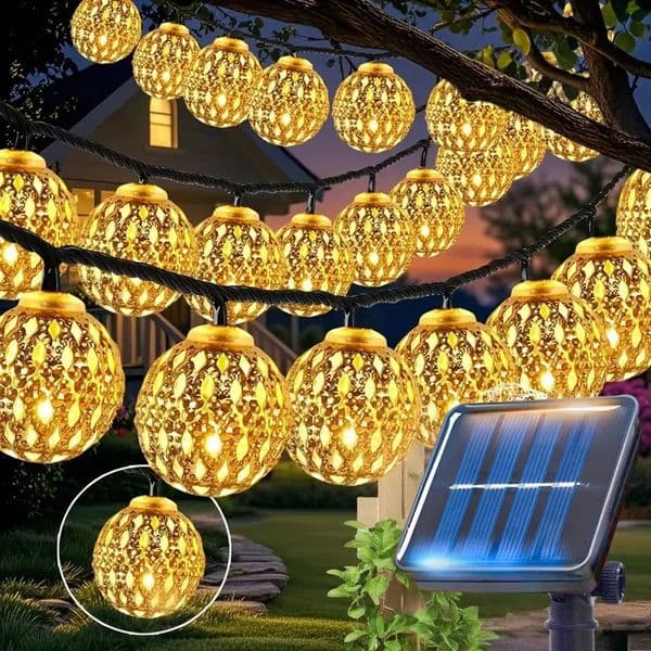 Outdoor Solar Moroccan Ball String Light503020 LED Fairy Light 8 Modes for Garden Fence Christmas Party Holiday Lighting 260429