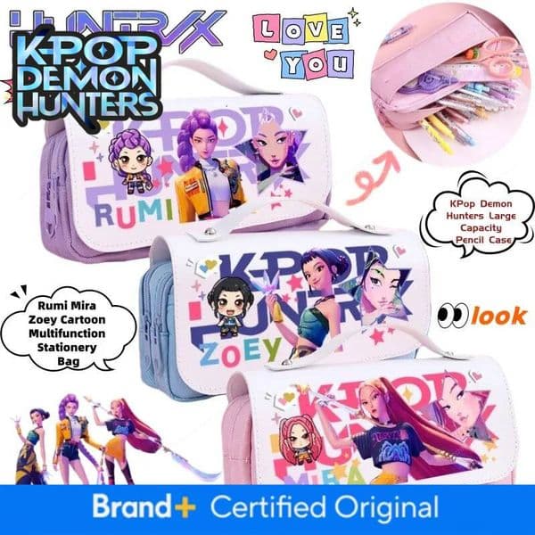 Kpop Demon Hunters Rumi Mira Zoey Cartoon Multifunctional Student Stationery Secondary Creative Large Capacity Pencil Bag