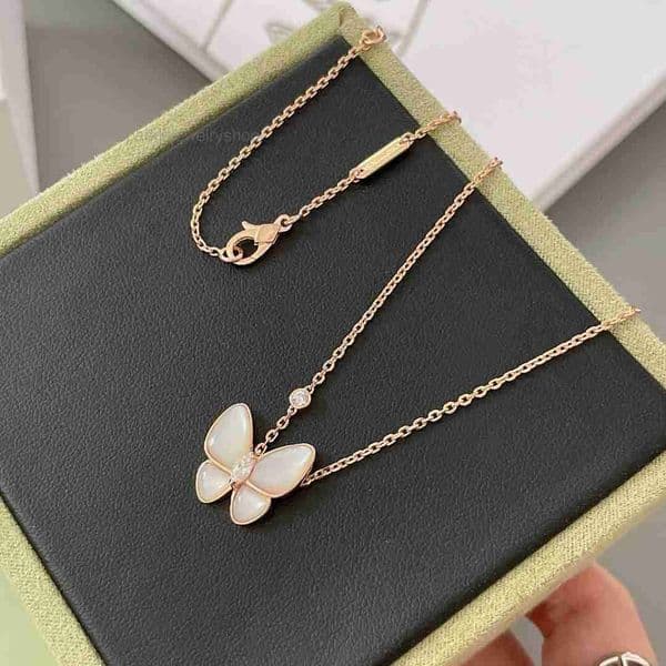 Vanness Cleef Necklace Clover Butterfly Natural jade butterfly necklace thick version Vanlies Cleef