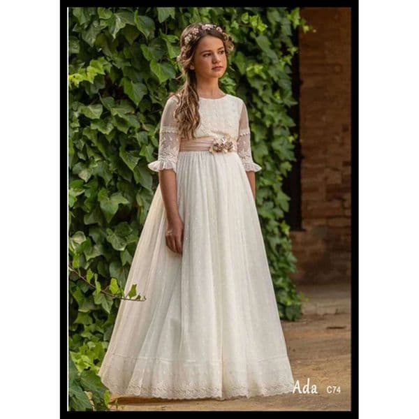 Flower Girl Dresses Chiffon A-line Skirt Appliques Long Sleeves For Wedding Birthday Formal Party First Communion Gowns