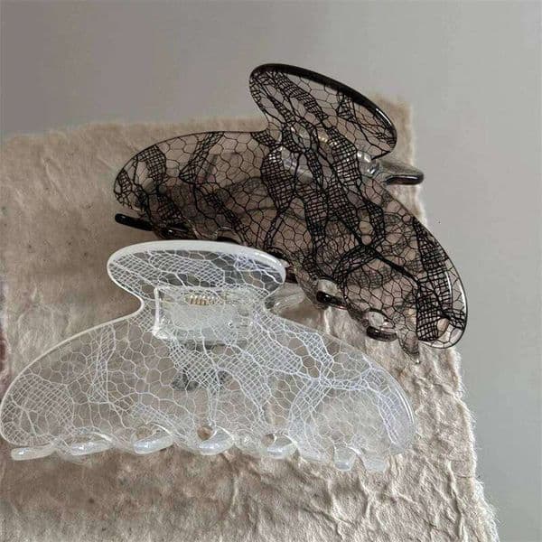 8.5Cm New Korean Woman Senior Lace Pattern Claw Barrettes Girl Fashion Clips Headwear Hair Accessories Hairpins