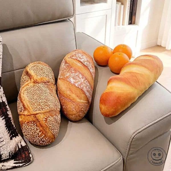 Four Kinds Plush Bread Long Pillow Stuffed Caramel Sesame Milk-flavored Food Plushie Back Support Cushion Sleeping Companion W260428