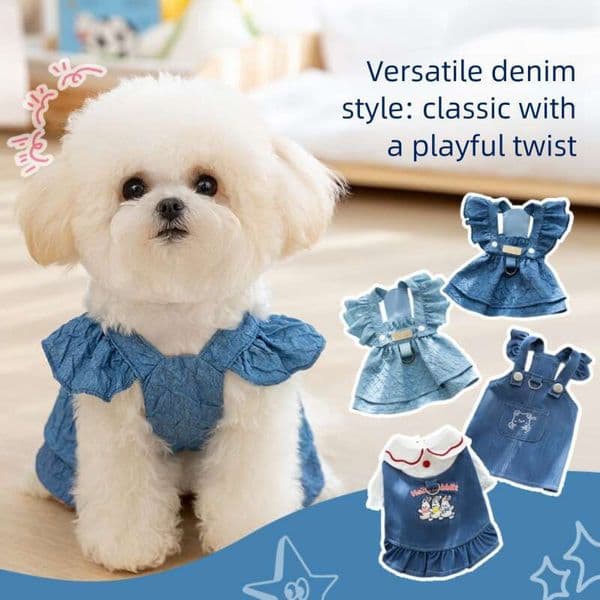 Famous brand Cat Classic Denim Skirt Dog Clothes Summer Thin Bichon Pet Clothing Small Dogs pupakaIK