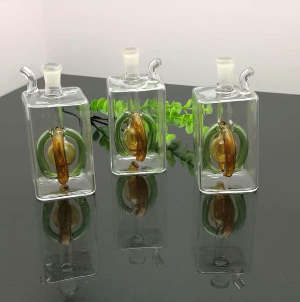 Four-claw cigarette kettle with square tube and round belly Glass Bongs Glass Smoking Pipe