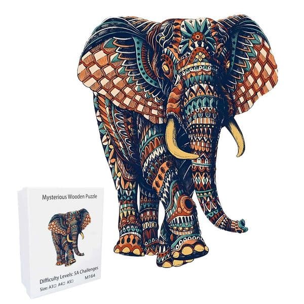 Unique Elephant Wooden Puzzle Adult Stress Relief Toys Irregular Animal Shapes Holiday Birthday Gift L260428