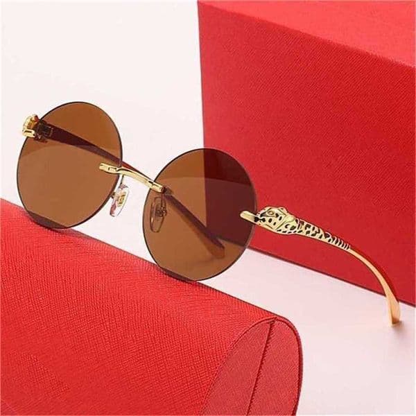 Sunglasses Luxury Designer Sunglasses rimless round men's and leopard head paint legs personalized Fashion