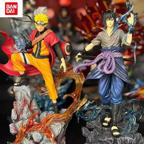 Bandai Bandai HOT S 23cm Naruto Anime Figure Uzumaki Naruto Uchiha Sasuke Action Model Pvc Statue Desktop Ornament Collection Toys Gift L260430