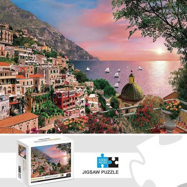 1000 Pieces Positano Amalfi Coast Jigsaw Puzzles for Adults Home Decor Games Family Fun Floor Puzzles Educational Toys for Kids L260428