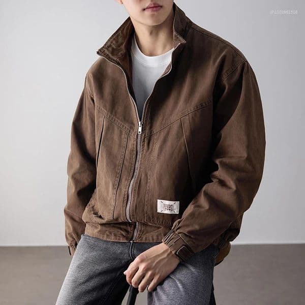 Men's Jackets 2026 Spring Lapel Casual Jacket Outerwear Trendy Brand Loose Fit Plus Size Clothing 4XL Cotton Short Outfit Youth