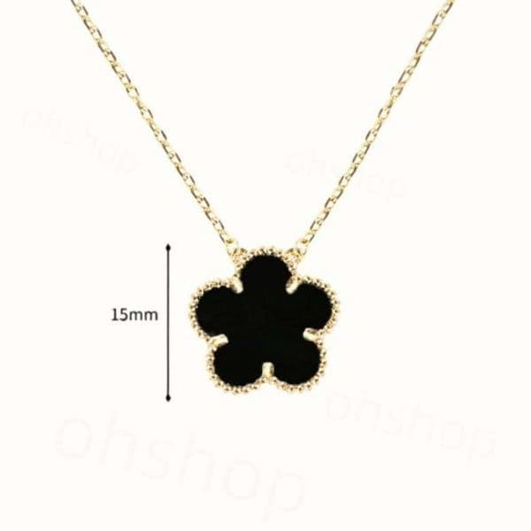 15MM Clover Flower Pendant Necklace 18K Gold Plated Mother of Pearl Inlay Designer Jewelry for Women Gift