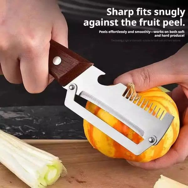 Multi-Function Vegetable Peeler Stainless Steel Onion Slicer Fruit Peeler 5-in-1 Kitchen Tool For Peeling/Slicing/Bottle Opening 260428