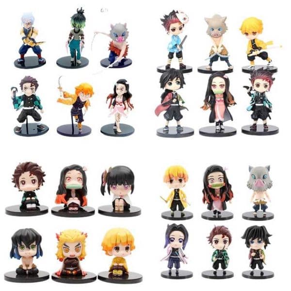 2026 New 8Pcs Set Q Version Demon Slayer Sitting Ghost Doll Tanjiro Nidouzi Inosuke Zenizu Action Figure Movie Model Kid Toy Gift All0 Toys 002