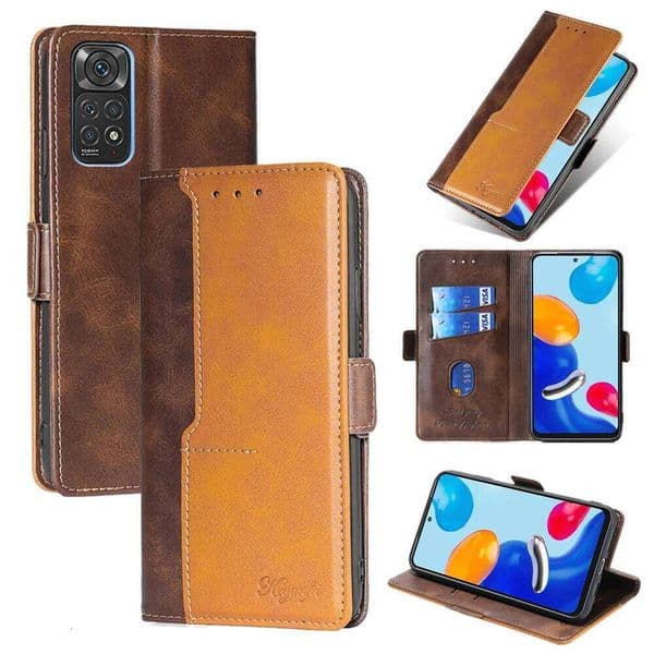Multi-color Leather Flip Phone Case with Clashing Color Side Buckle Case. Suitable for Redmi 9C-10A/9A/12C/Note 8 Pro/Note 9T S260429