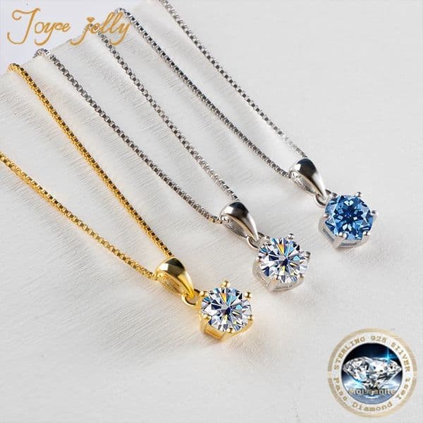 JoyceJelly 1 CT Pendant Necklace For Women Royal Blue Color 925 Sterling Silver Wedding Fine Jewelry 260429