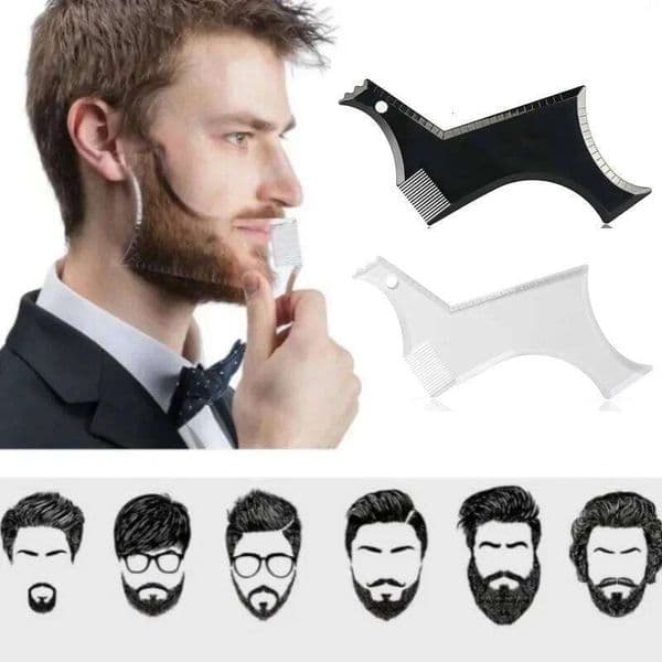 2Pcs Men Beard Shaping Template Styling Comb Set Perfect Line Up Stencil Neckline Shaving Guide Moustache Edge Tool