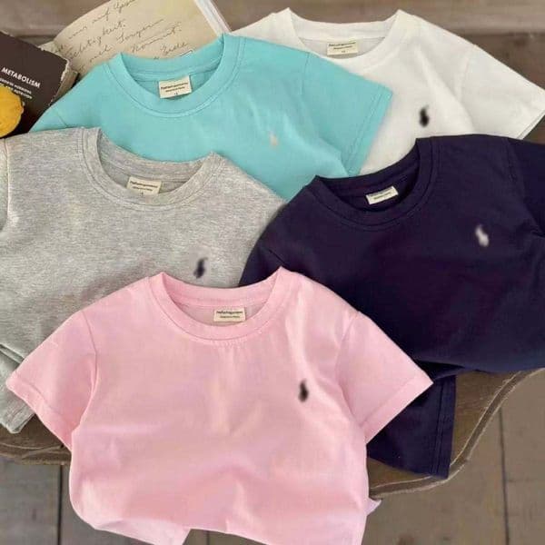 0-6 Years Baby Boys and Girls Solid Color Cotton Short Sleeve T-shirts Kids Tops Childrens Clothing Size 80-130 L260508YXEK