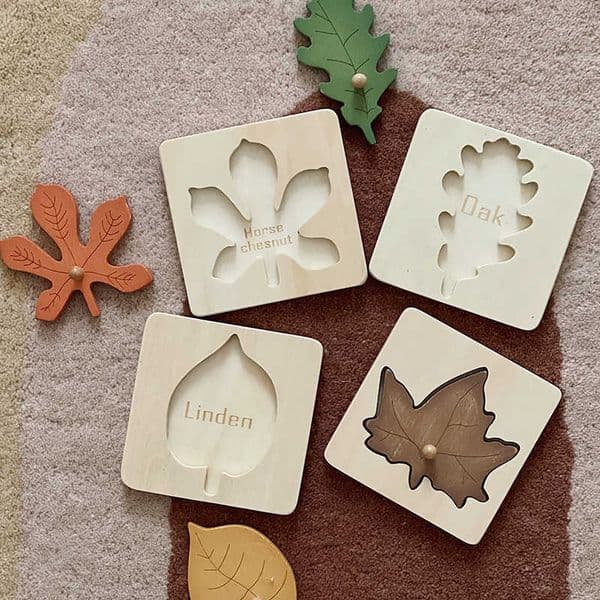 Childrens Montessori Board Educational Toys Hand Grasp Board Wooden Leaf Puzzle Set Home Decoration Puzzle Adult Version Flat L260428