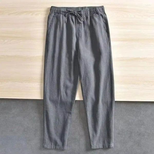 Men's Pants Casual Baggy Streetwear Men Joggers Cotton Linen Sports Trousers Long Straight For