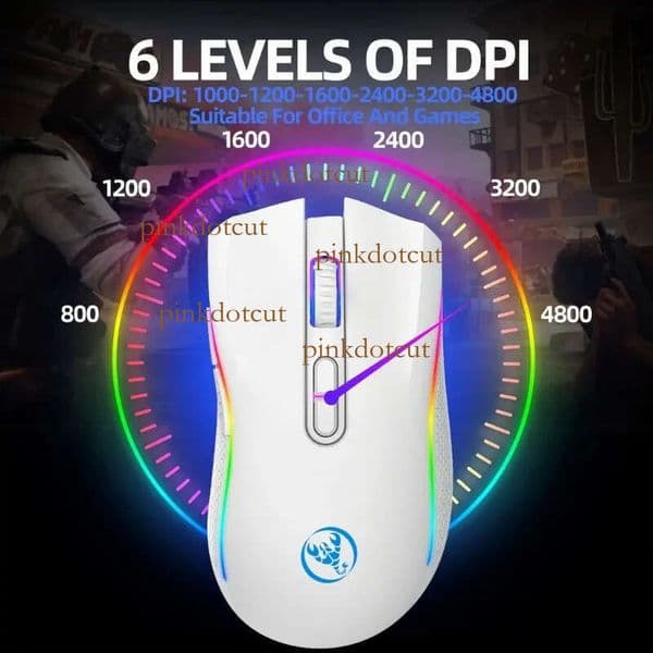 2.4G Gaming Wireless Optical Computer Mice w/ RGB Backlit 4800DPI Ergonomic Gamer Laptop PC Mouse for Windows 231208