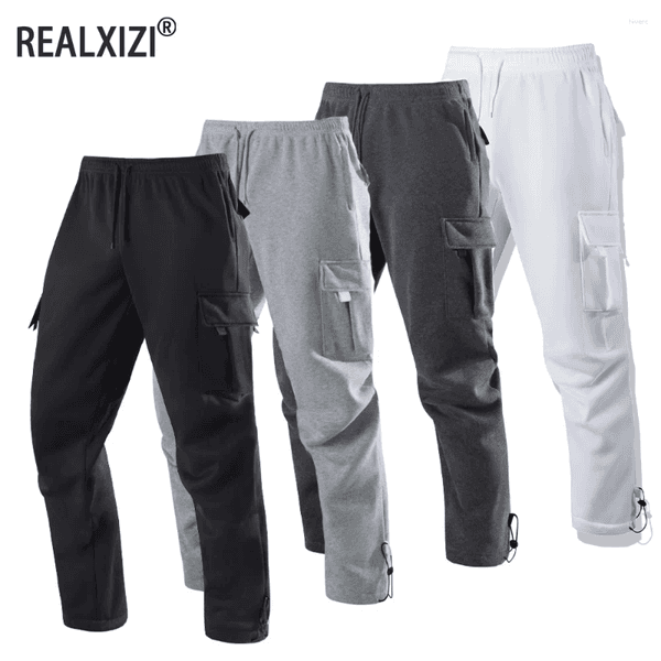 Men's Pants Sweatpants Casual Straight Multi-pocket Loose Oversized Drawstring Long Joggers Sport Trousers Streetwear