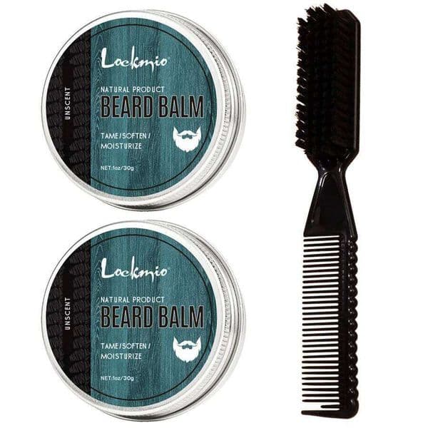 2pcs Natural Beard Balm With Brush Kit For Men Mustache Care Cream Wax Styling Moisturizing Smoothing Whiskers Product