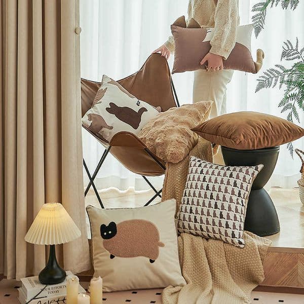 Nordic INS Style Living Room Sofa Bedroom Throw Pillow Cushion Model Room Bedside Pillow Cat Animal Lumbar Pillow L260430