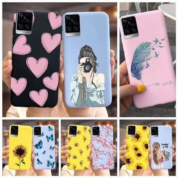 Case V2025 V2024 Soft Silicone Cute Love Heart Feather Phone Cases For Vivo V20 2021 Cover V 20 V2040 Fundas Bumper S260429